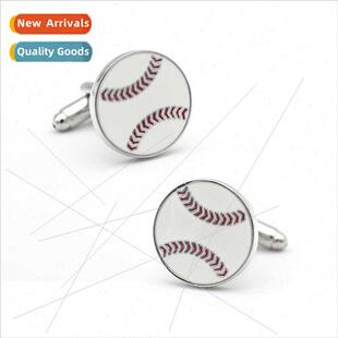 Men Sports Jewelry French Shirt Cufflinks Whe Baseball Cuffl