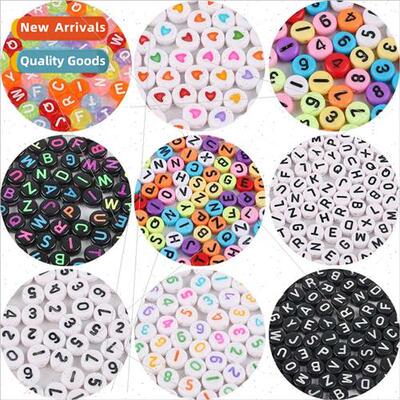 4*7mm acrylic loose beads English letters flat beads diy chi