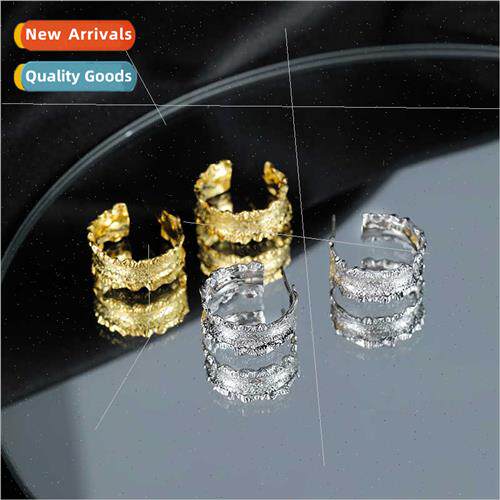 925 silver pleated texture earrings female simple ins niche