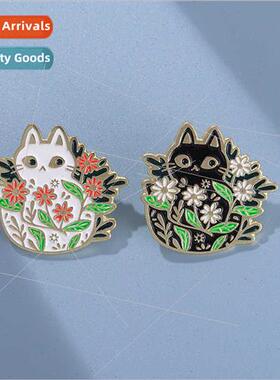 New cute cartoon cat flowers grass series metal baking paint