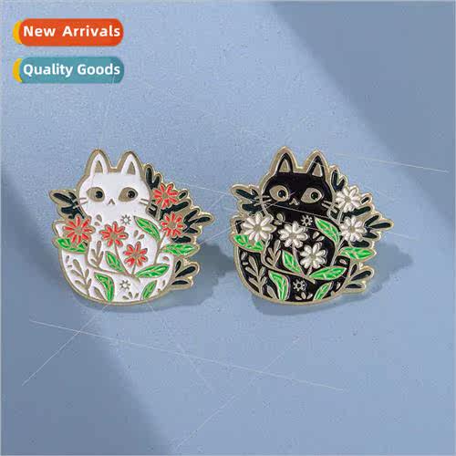 New cute cartoon cat flowers grass series metal baking paint