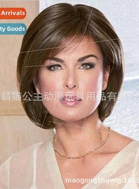 Europe Wigs Women Short Hair Brown Reverse Short Hair High-t