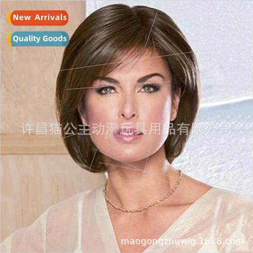 Europe Wigs Women Short Hair Brown Reverse Short Hair High-t