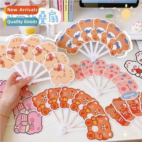 Cute cartoon animal mini portable round folding fan summer p