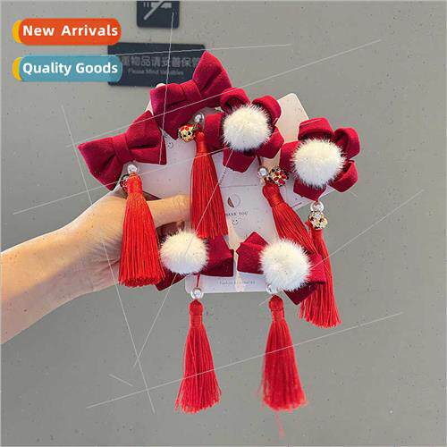 New Year hair accessories Chinese children tassel hair clips