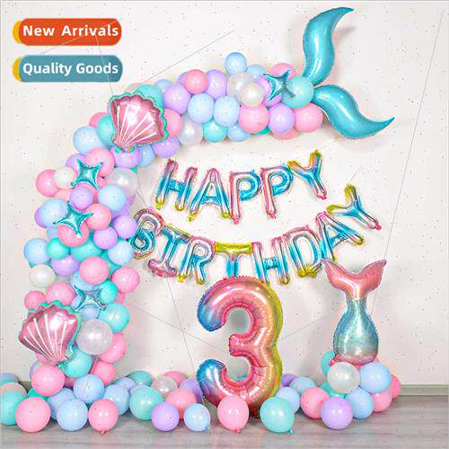 Mermaid theme birthday party balloon set children baby birth