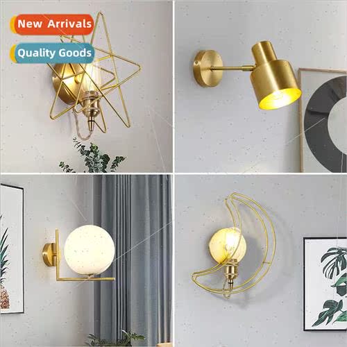 Scandinavian copper wall lamp bedroom bedside lamp simple mo