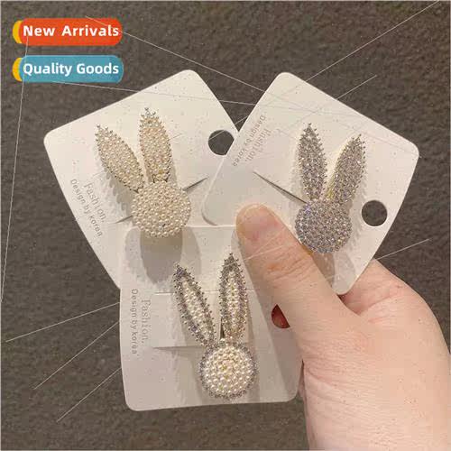 Cute bunny imation pearl rhinestone hairpin Korean fashion r