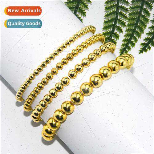2020  mple basic color preservation gold beads bracelet  Ame