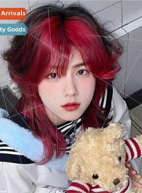 wigs 适用men women black red pick dye wolf tail curly hair c