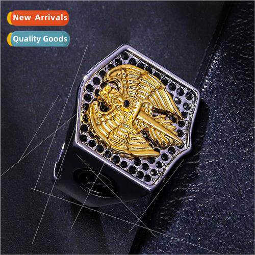 Fashion Men Stainless Steel Gold Eagle Sword ngle Ring Men m