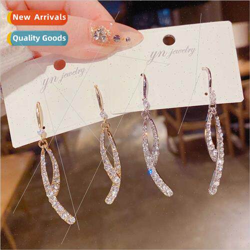 Fall winter new tide full diamond cross tassel ear hook fema