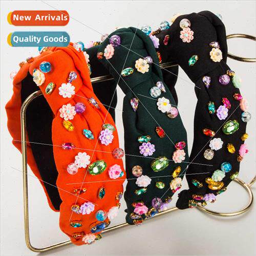 Europe new retro high skull top hair bands hand-sewn glass d