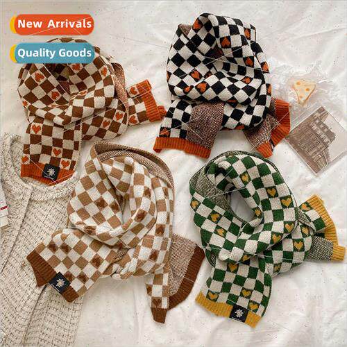 New fall winter love checkerboard checkerboard knted scarf f