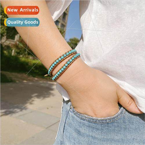 Europe vintage twisted double hand rope ethnic turquoise str