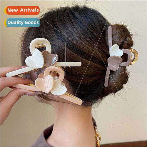 new Spring Milk Tea Color Love Hair Clip Back Head Grab Clip
