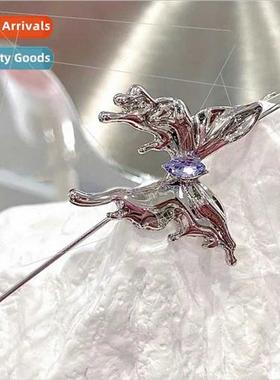 ins metal diamond butterfly piercing ear wires niche onepcs