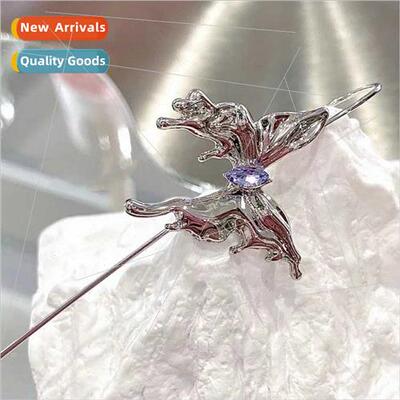 ins metal diamond butterfly piercing ear wires niche onepcs