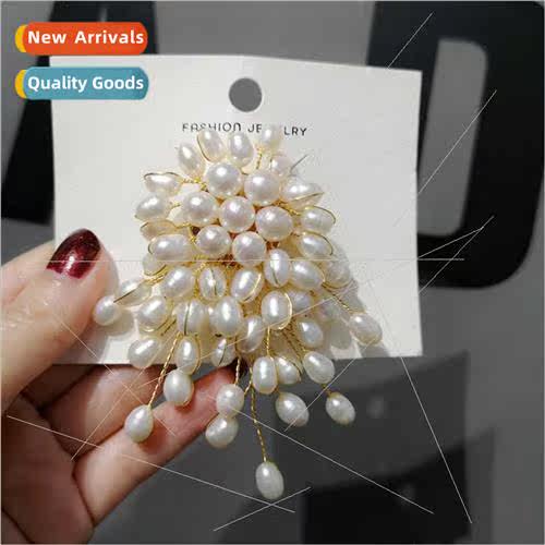 Korea natural freshwater pearl rhinestone handmade corsage v