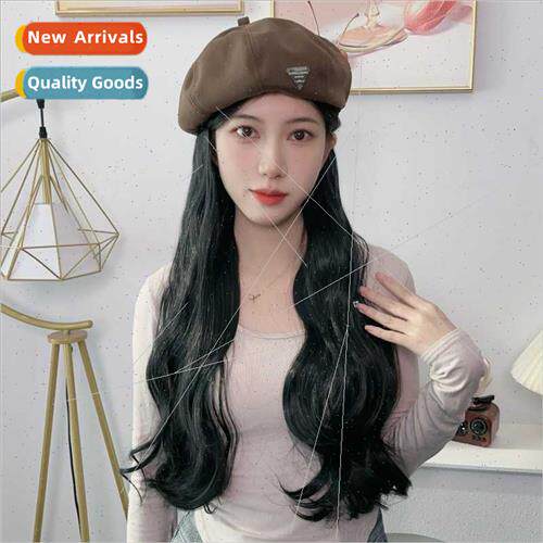 wig female long hair big wave pumpkin beret sub one-piece fa