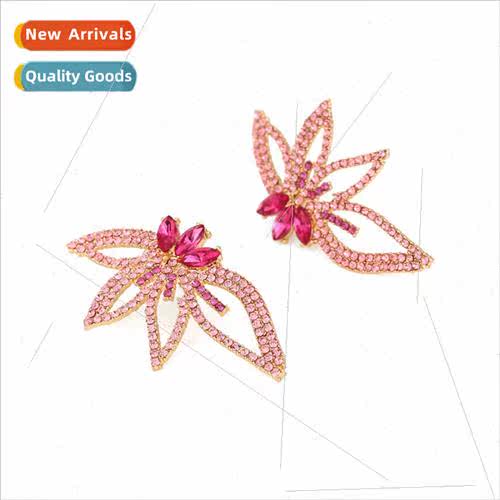 personaly temperament alloy wh colored diamonds leaf earring