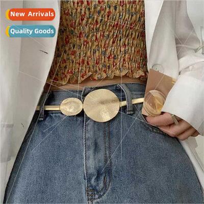 Fashion versatile ruffles metal spring belt dresses sub shir