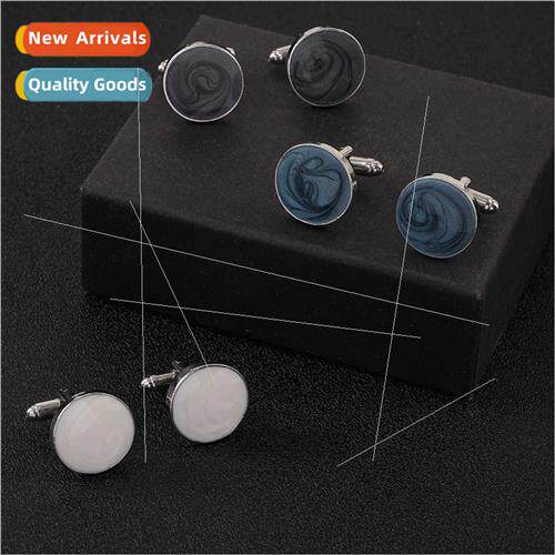 Fashion Round Metal Cufflinks Men French Shirt Business Wedd