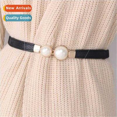 Creative pearl buttons elastic elastic waist cinching waistb