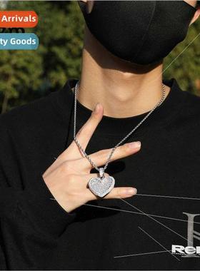 New hip-hop love pendant copper inlaid zirconia vertical T-s