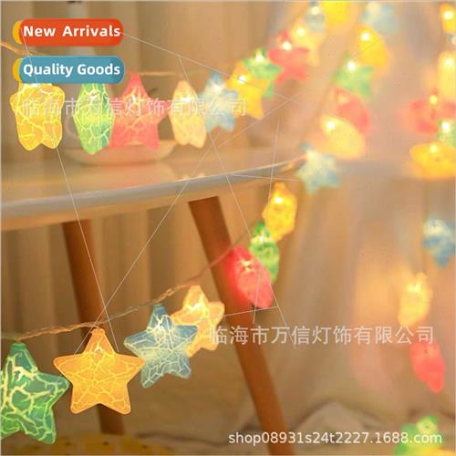 LED crackle star lights string pentagram small colorful ligh
