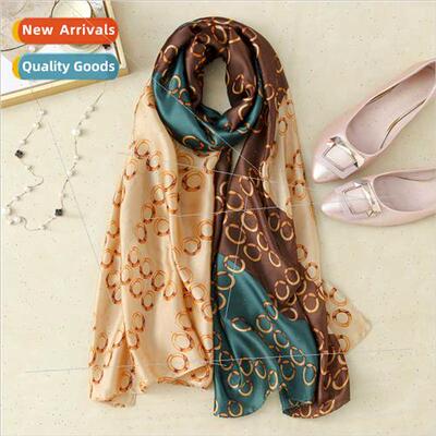 2021 new Korean Su Mingyu   printed silk scarf sunscreen sca