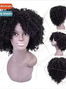 wigs african ladies black short curly hair small curly hair