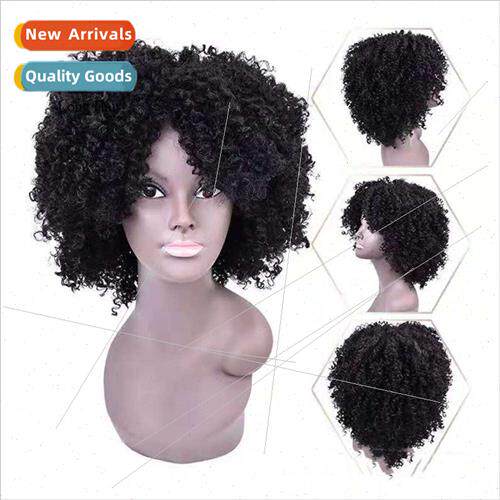 wigs african ladies black short curly hair small curly hair