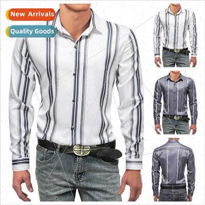 2022 Spring Men Long Sleeve Shirt Business Men Shirt Draped