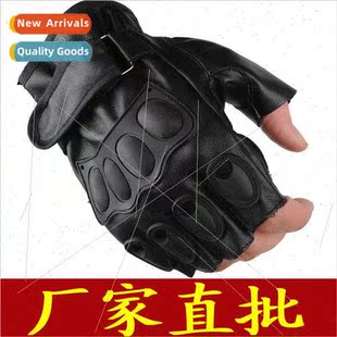 Men women PU washed leather sports half-finger gloves riding