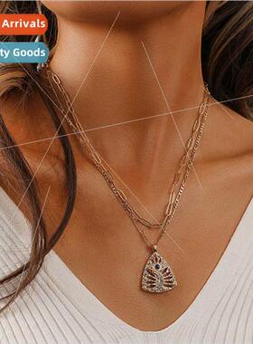 Double Layers Triangle Hollowed Out Eyes Moon Oil Drip Penda