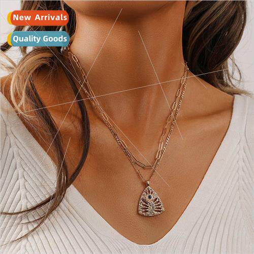 Double Layers Triangle Hollowed Out Eyes Moon Oil Drip Penda