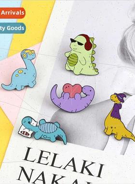 Cartoon nerdy fun quirky alloy pin dinosaur paradise cool st