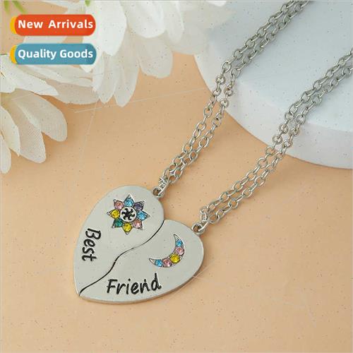 Two people love heart patchwork necklace alloy pendant sun m