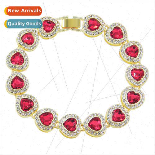 Europe hip-hop red whe peach heart rhinestone splicing cool