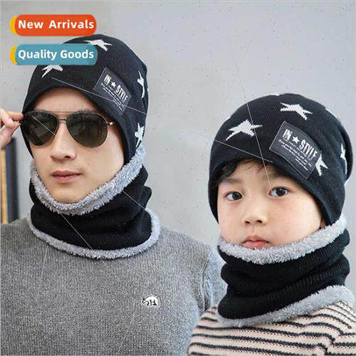 9503 new men set hats pentagram wool cap fall winter warm kn