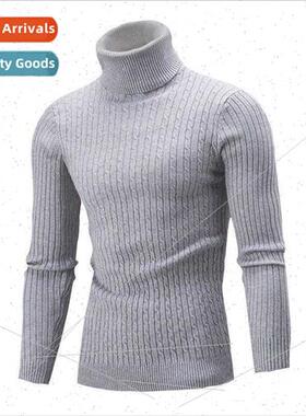 Men knwear autumn winter new high collar color twist bottomi