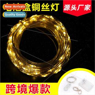 LED copper wire light button battery box light string decora