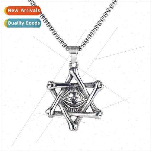 Europe retro hexagram magic eye necklace influx men hip-hop