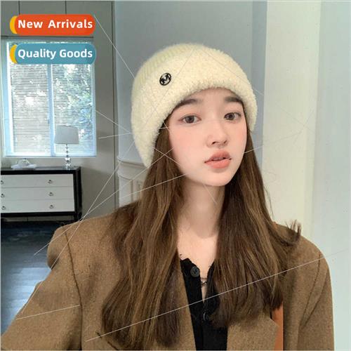 Plush edge kn cap female fall winter big head circumference