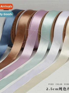 Solid color 2.5cm webbing rose bouquet ribbon flower packagi