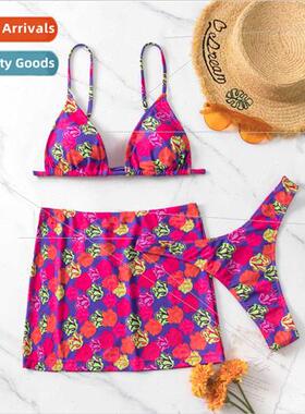 2023 new swimsu bikini three-piece Europe sexy backless spl