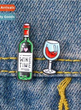 2019 Europe Uned States new cartoon brooch red wine wine gla