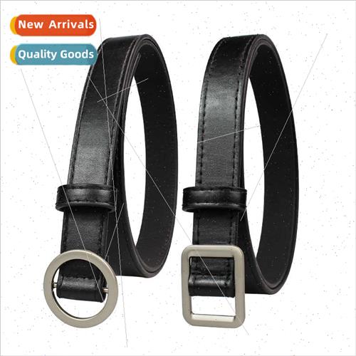 Korean nd students round buckle whout holes Ms. belt versati