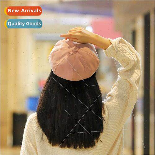 Hat women fall winter thin octagonal cap retro twill painter
